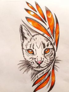 Katze gezeichnet